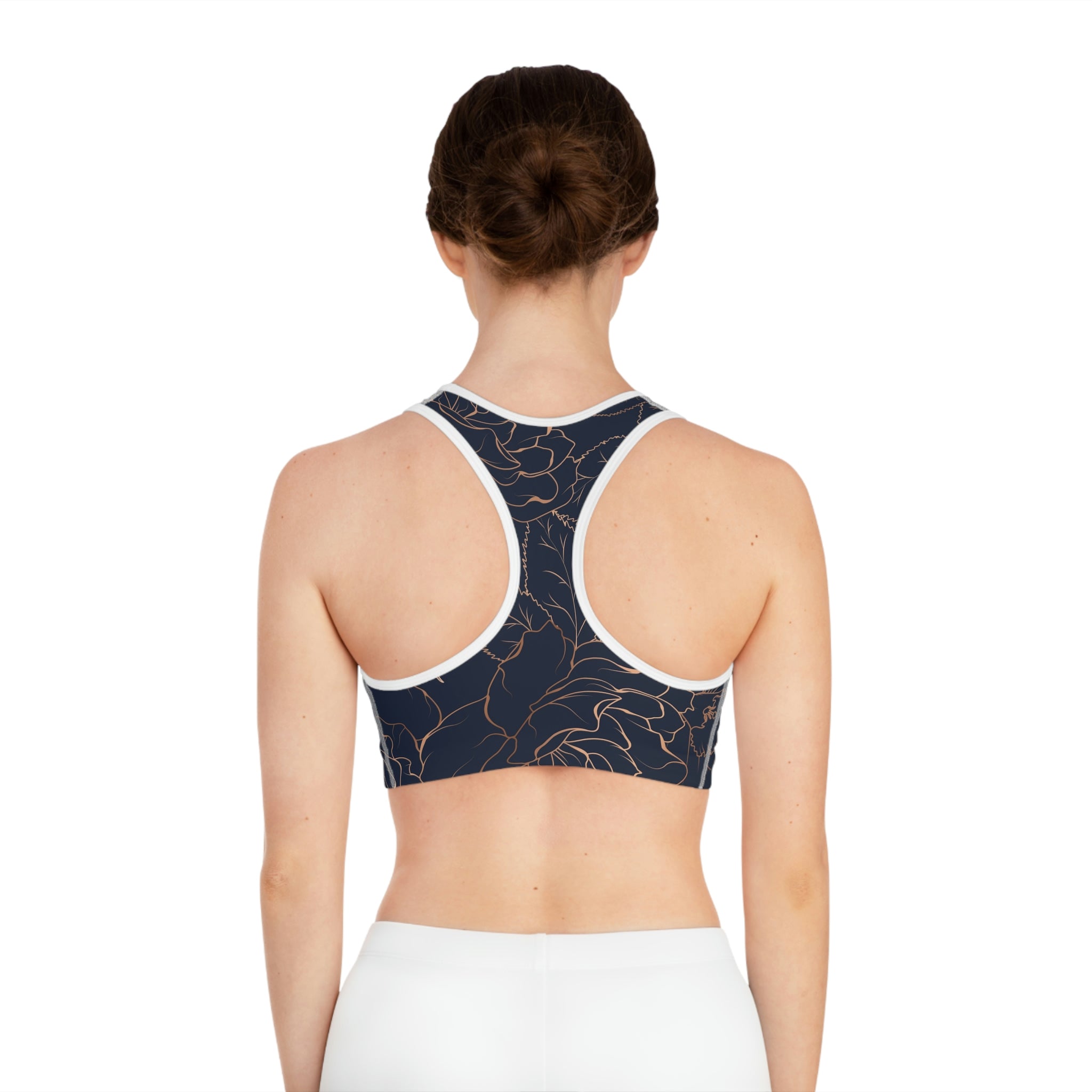 Rose Gold Floral Print Sports Bra